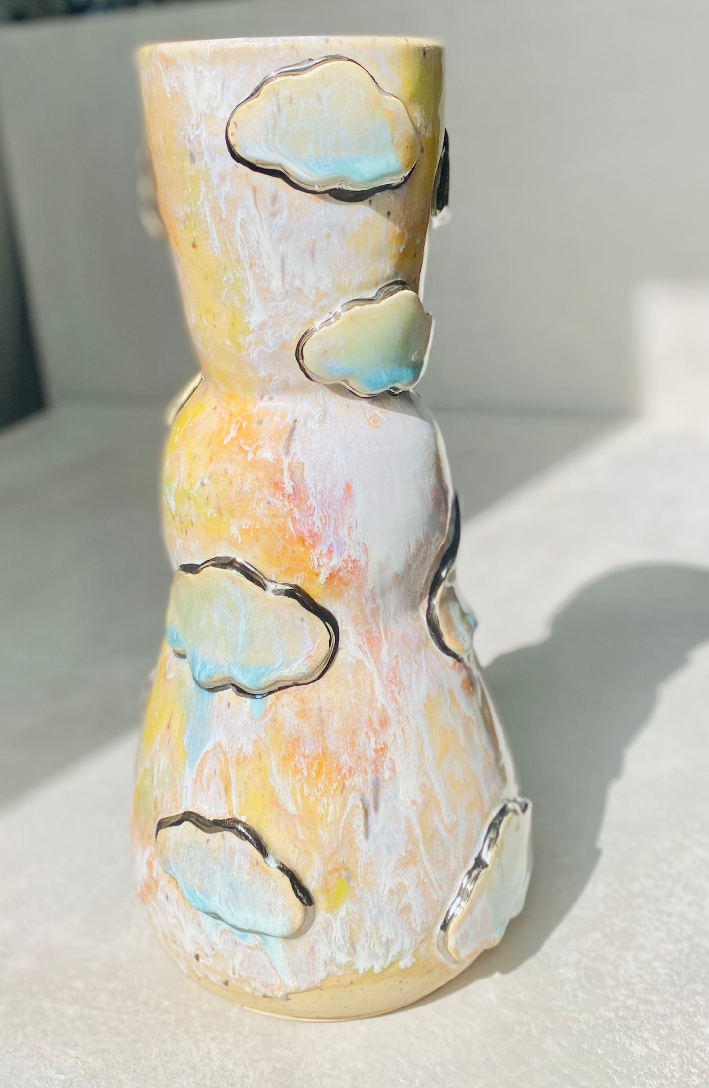 22k White Gold Silver Lining Vase