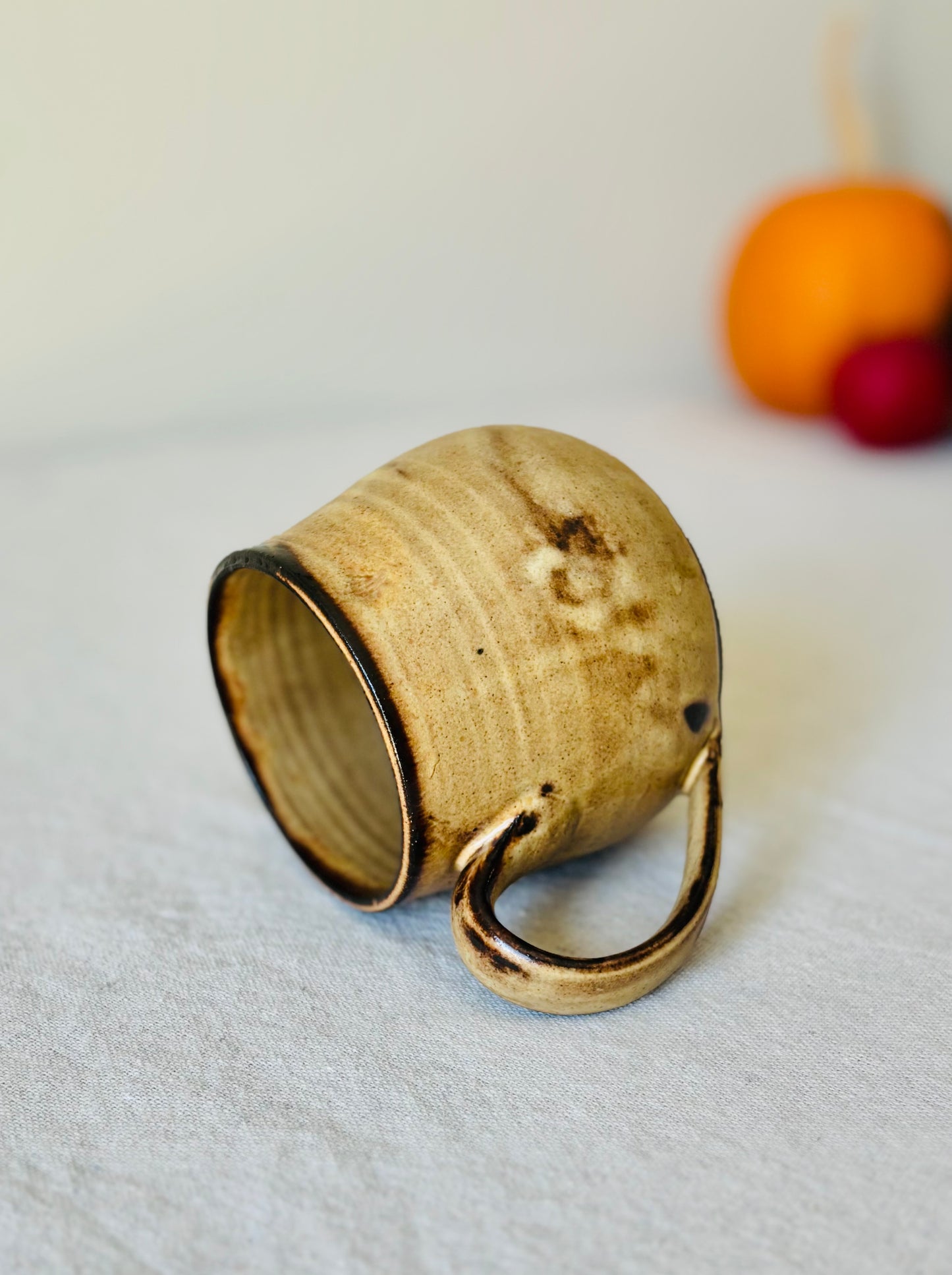 Matte Ginger Mug on Black Stoneware