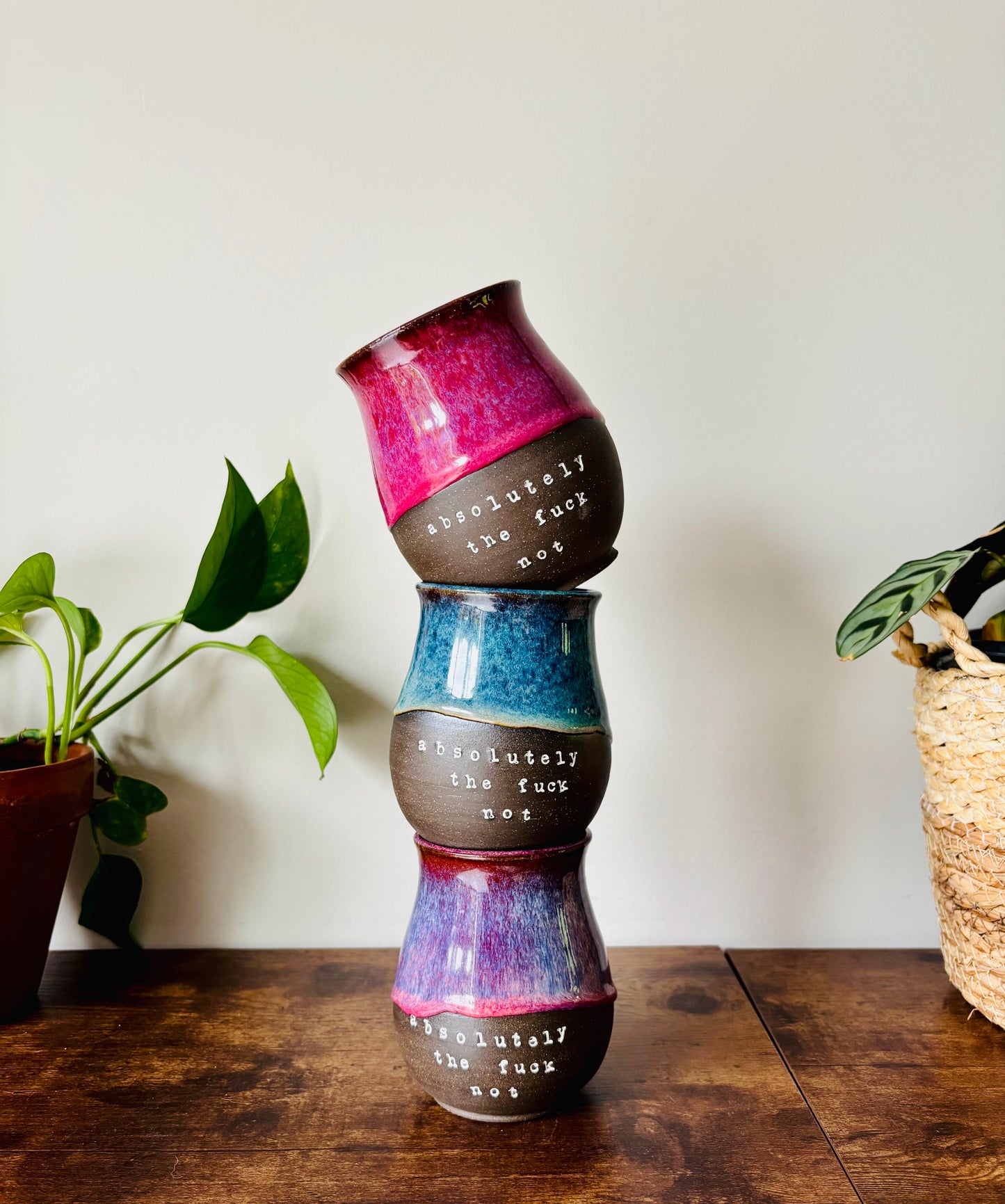 Pre-Order: Absolutely the Fuck Not Mug Prism Green Glaze on Black Clay (10-12 weeks)