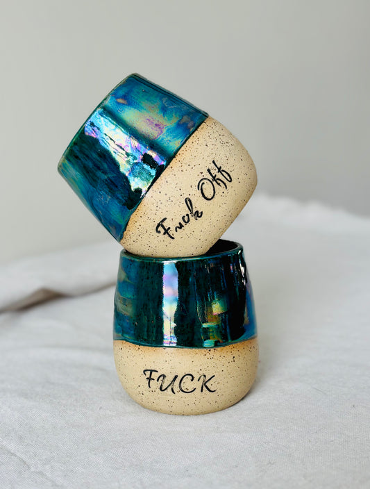 Iridescent “Fuck” Deep Turquoise Mug