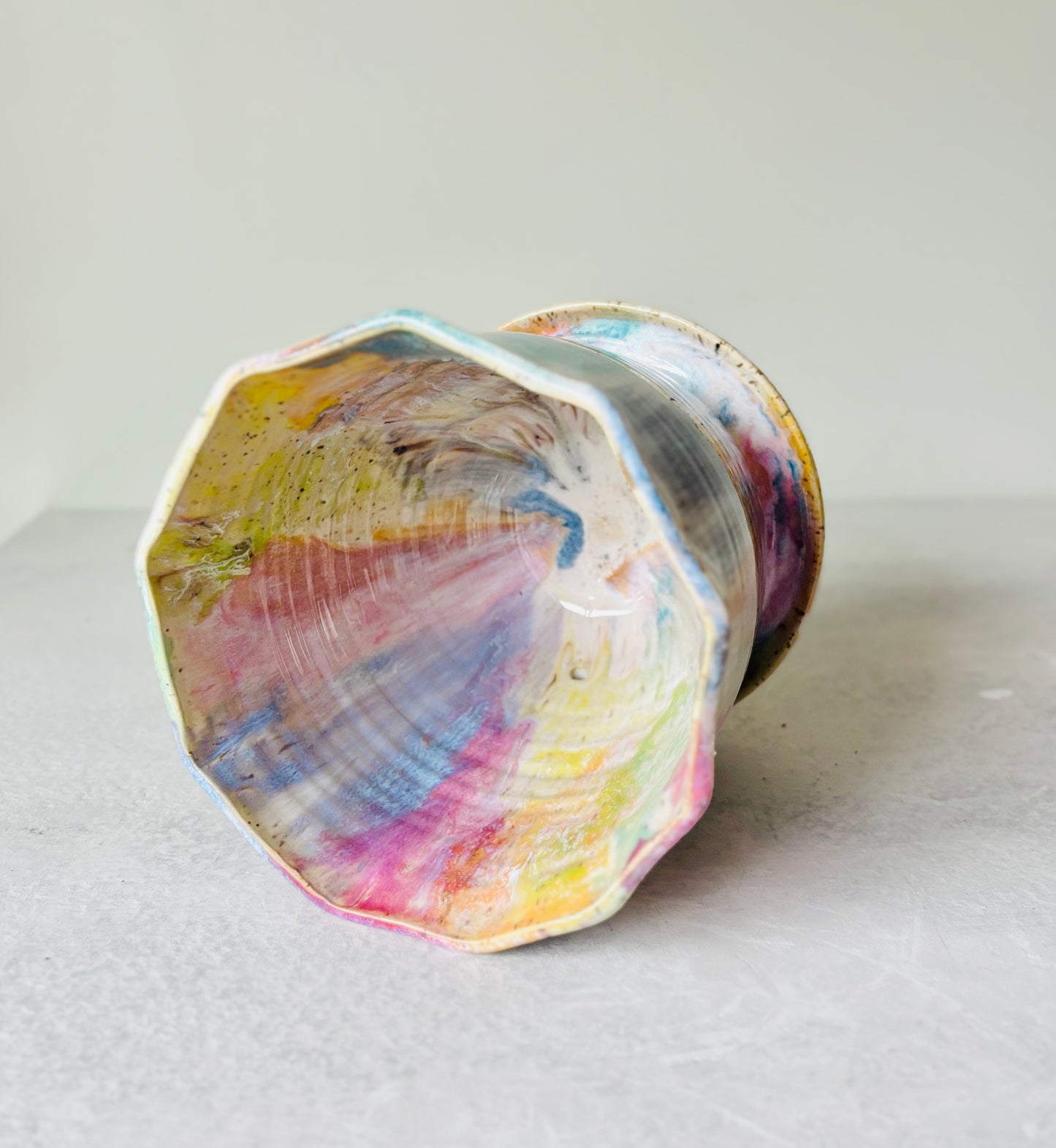 Radiant Rainbow Scalloped Planter
