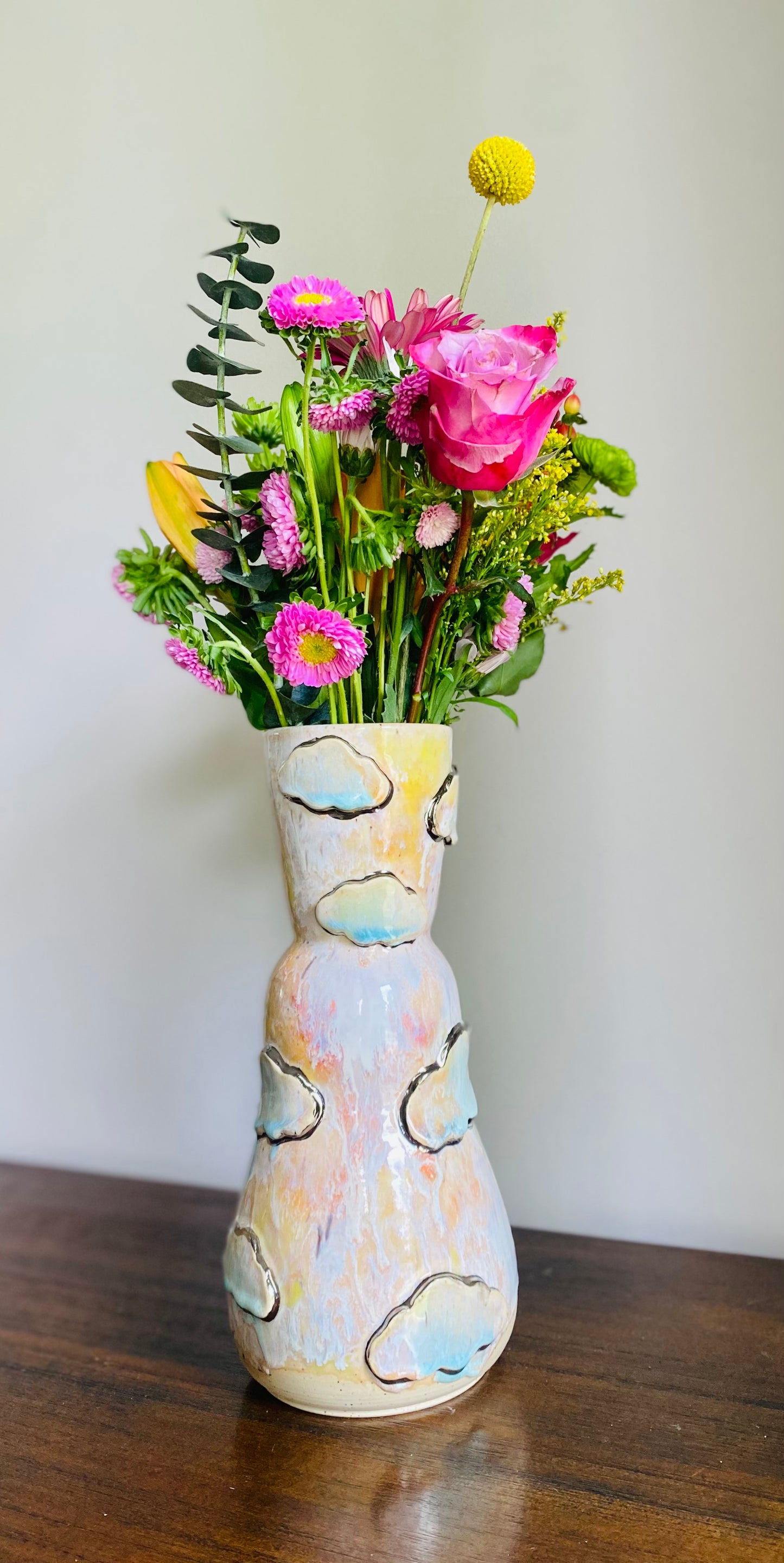 22k White Gold Silver Lining Vase