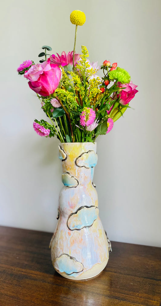 22k White Gold Silver Lining Vase