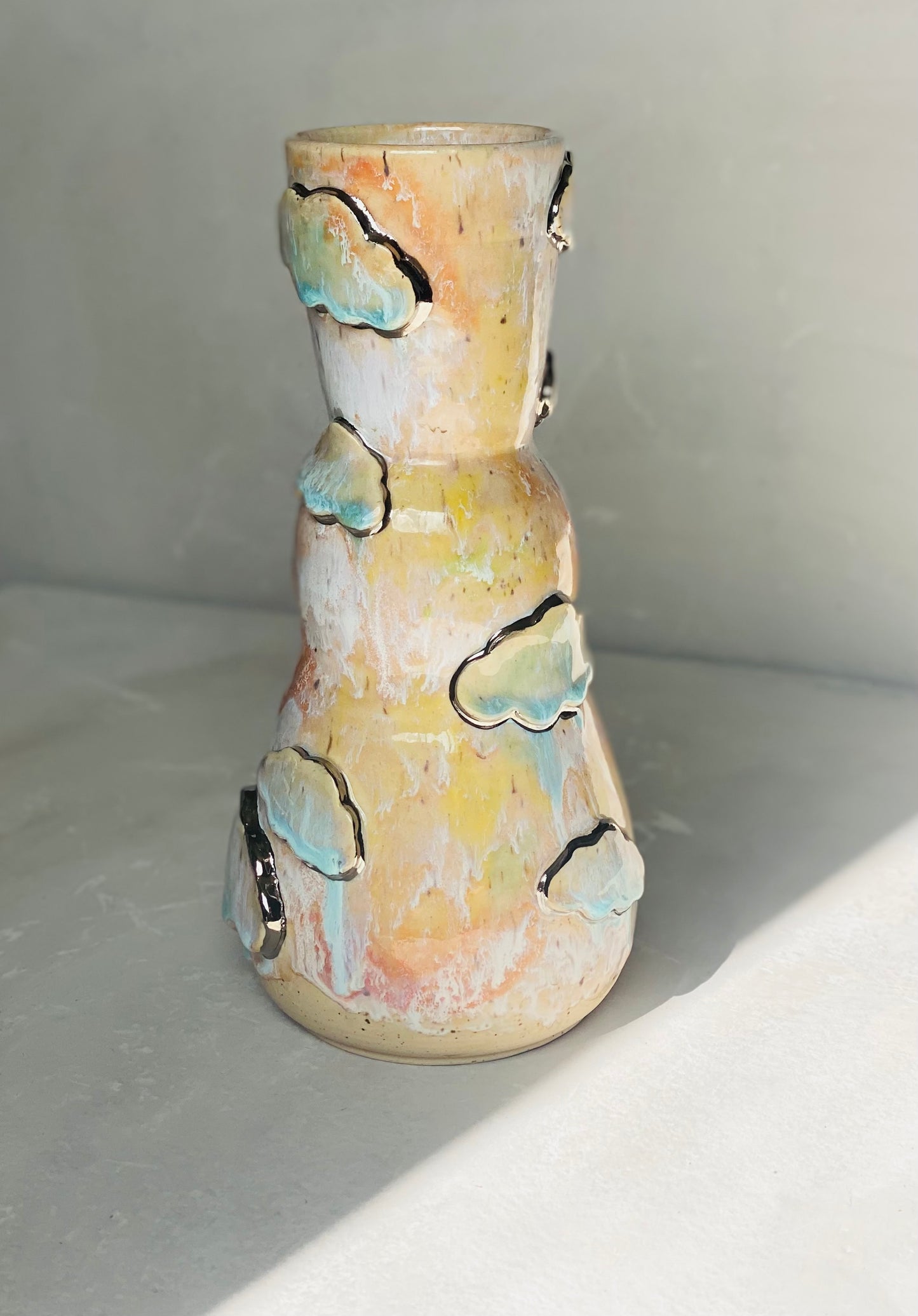 22k White Gold Silver Lining Vase