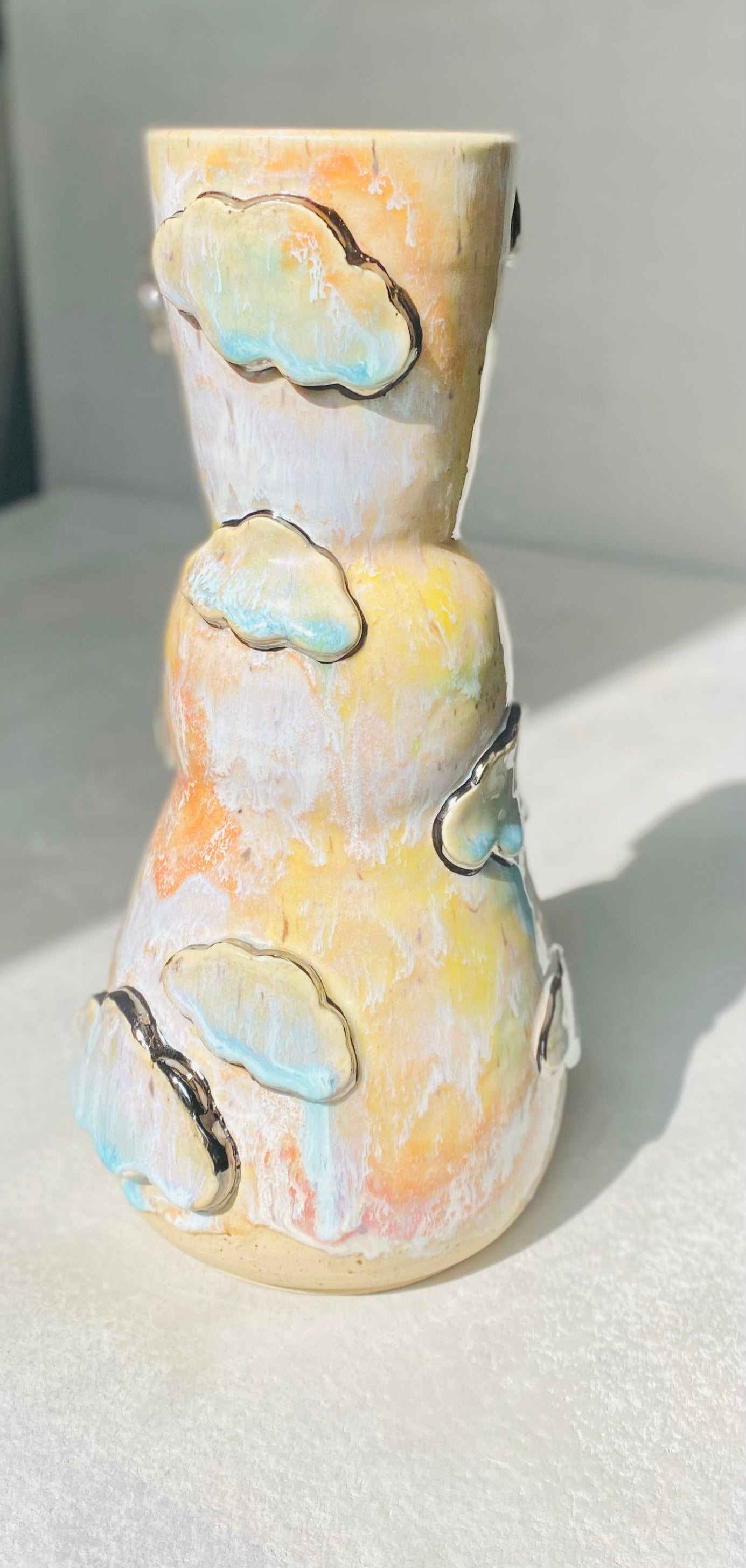 22k White Gold Silver Lining Vase