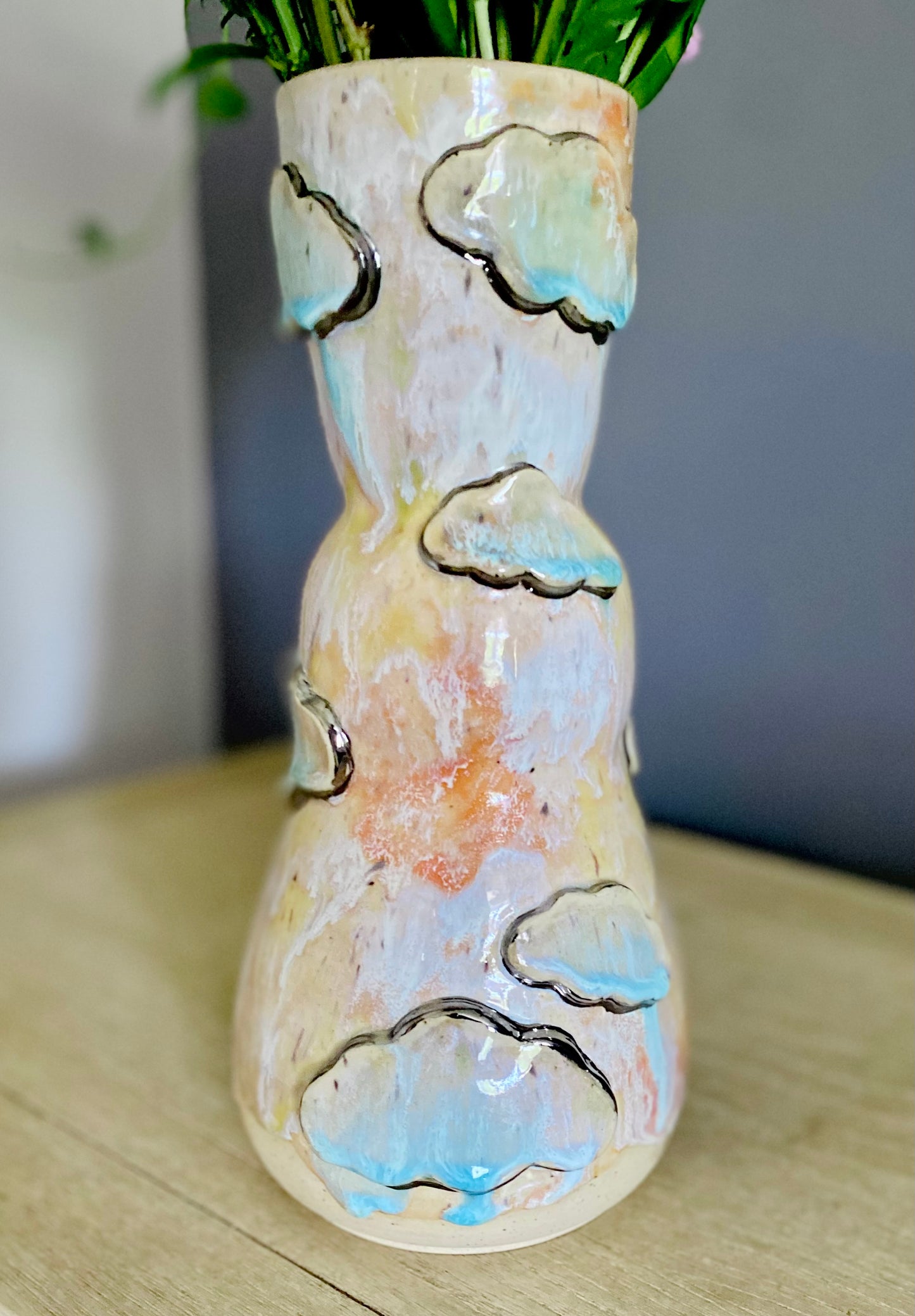 22k White Gold Silver Lining Vase