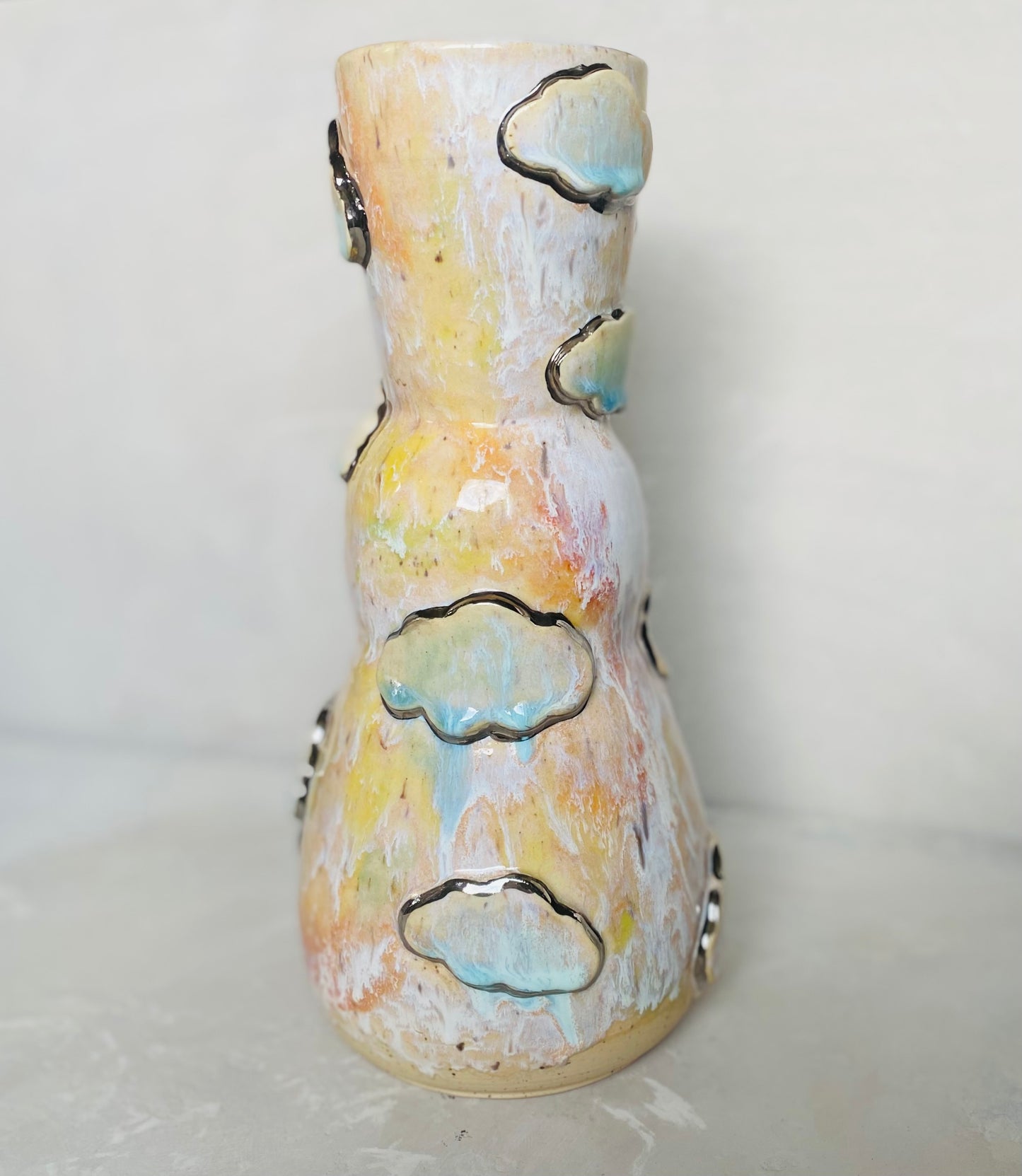 22k White Gold Silver Lining Vase