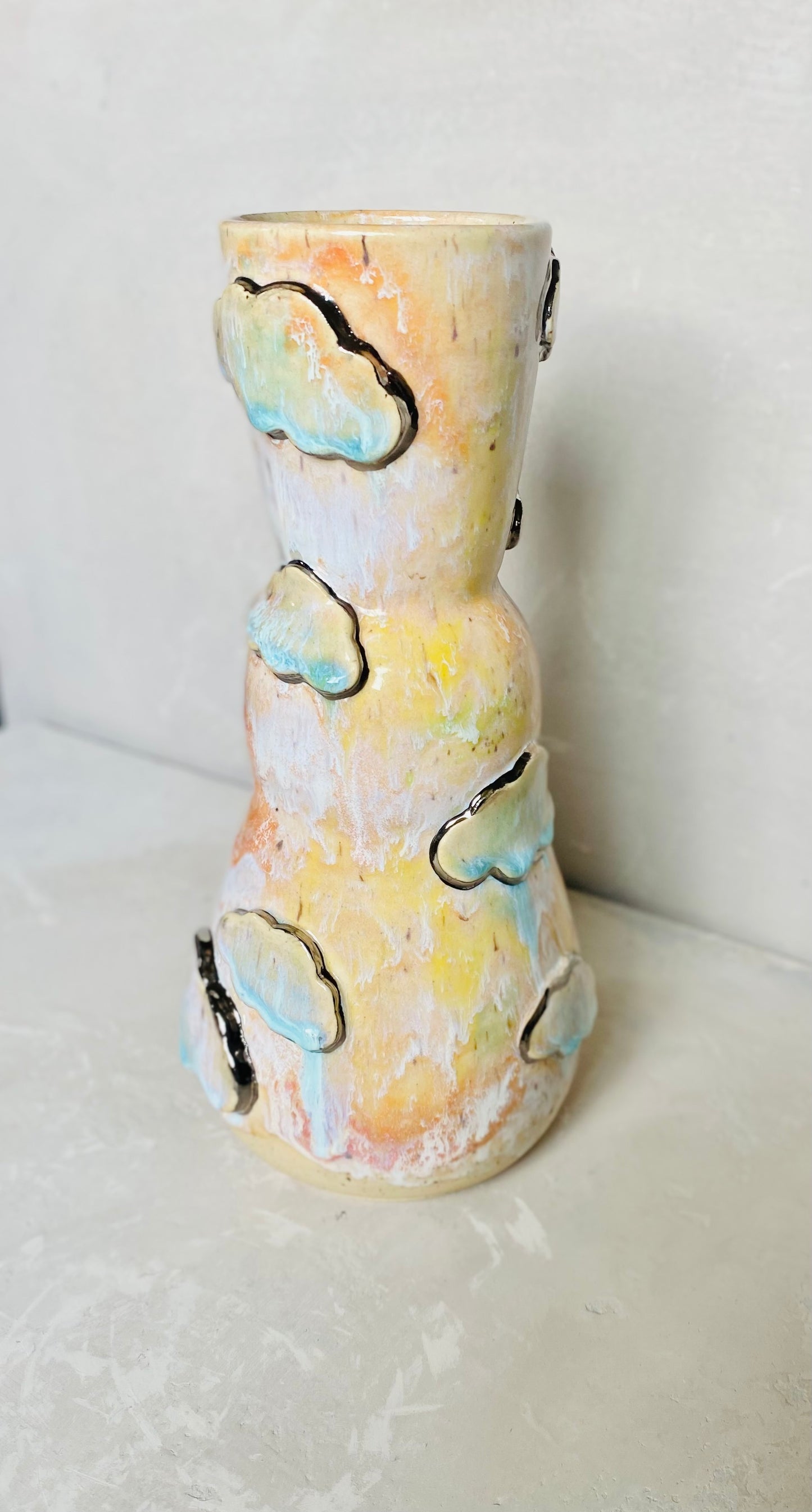 22k White Gold Silver Lining Vase
