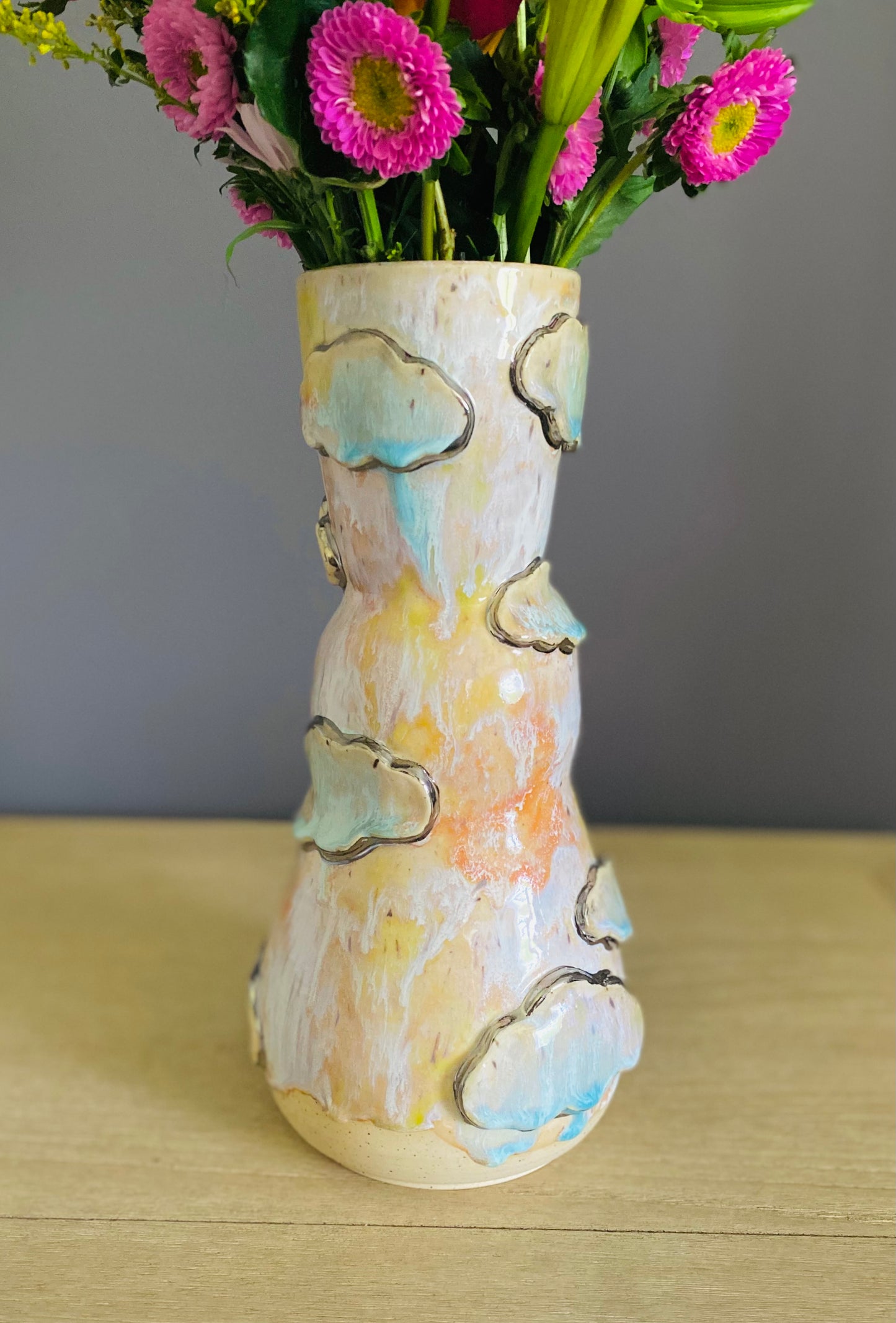 22k White Gold Silver Lining Vase