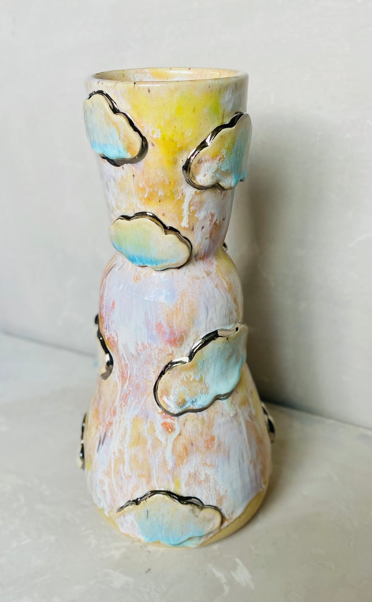 22k White Gold Silver Lining Vase