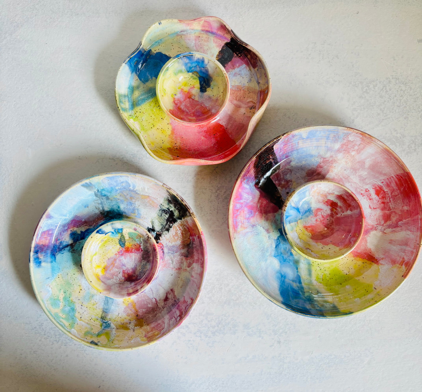 Party Platter Rainbow Splatter Glaze