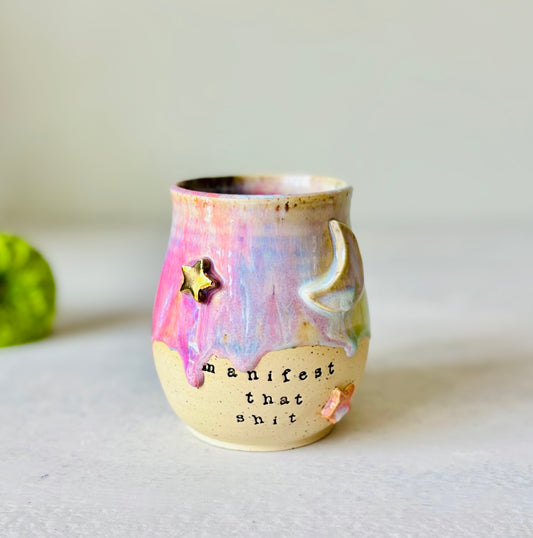 PREVIEW: Release Date is October 11th, 6pm est for Instagram subscribers, 7pm est for the public: Manifest That Shit 22k Gold & Rainbow Mug