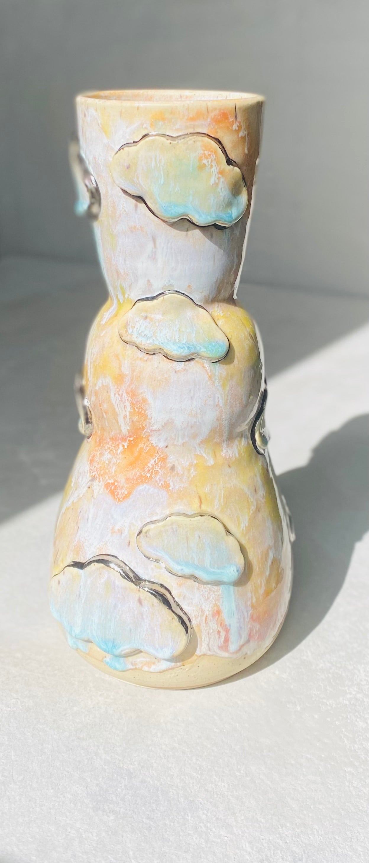 22k White Gold Silver Lining Vase