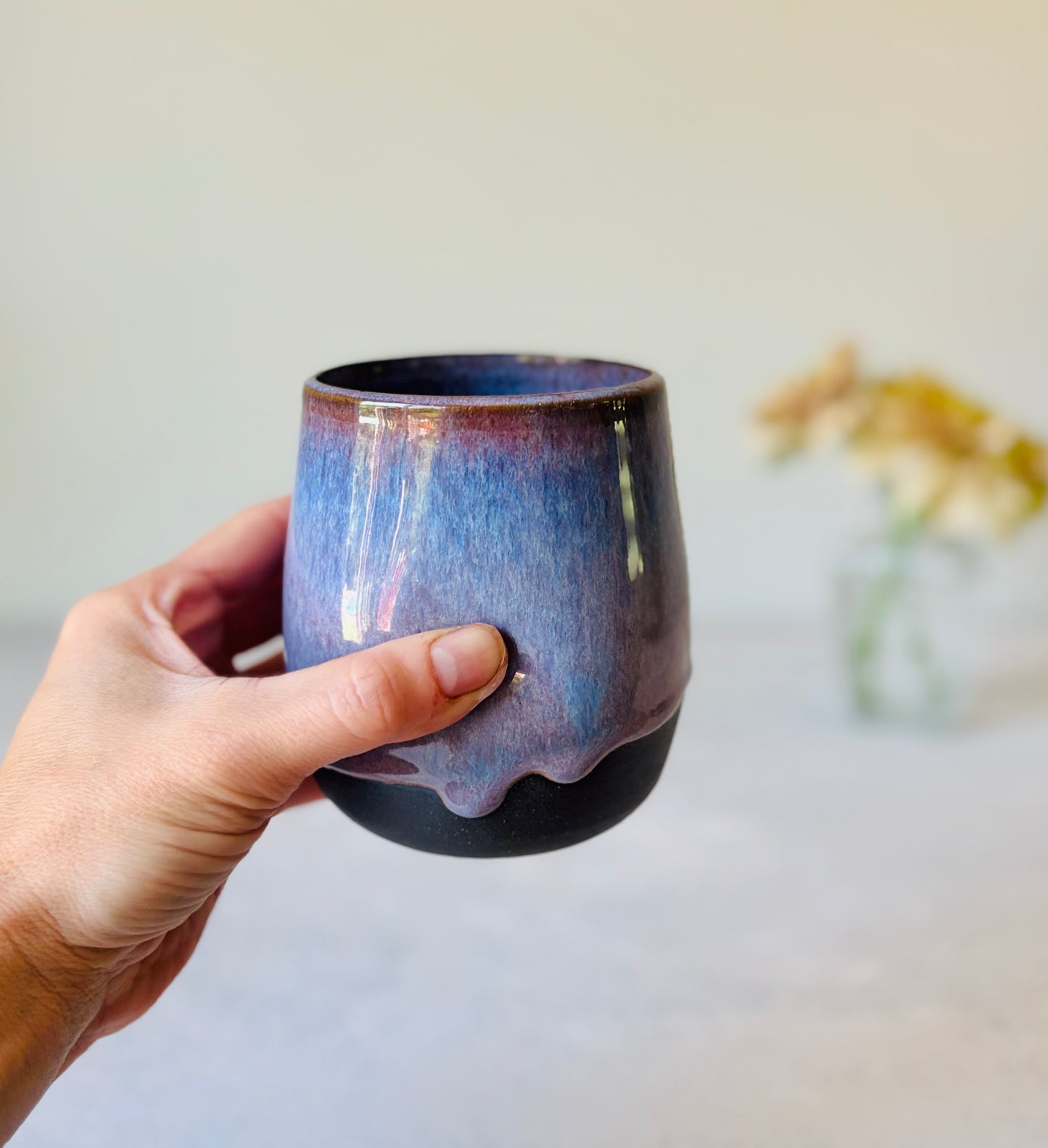 Lavender Black Clay Thumb Mug