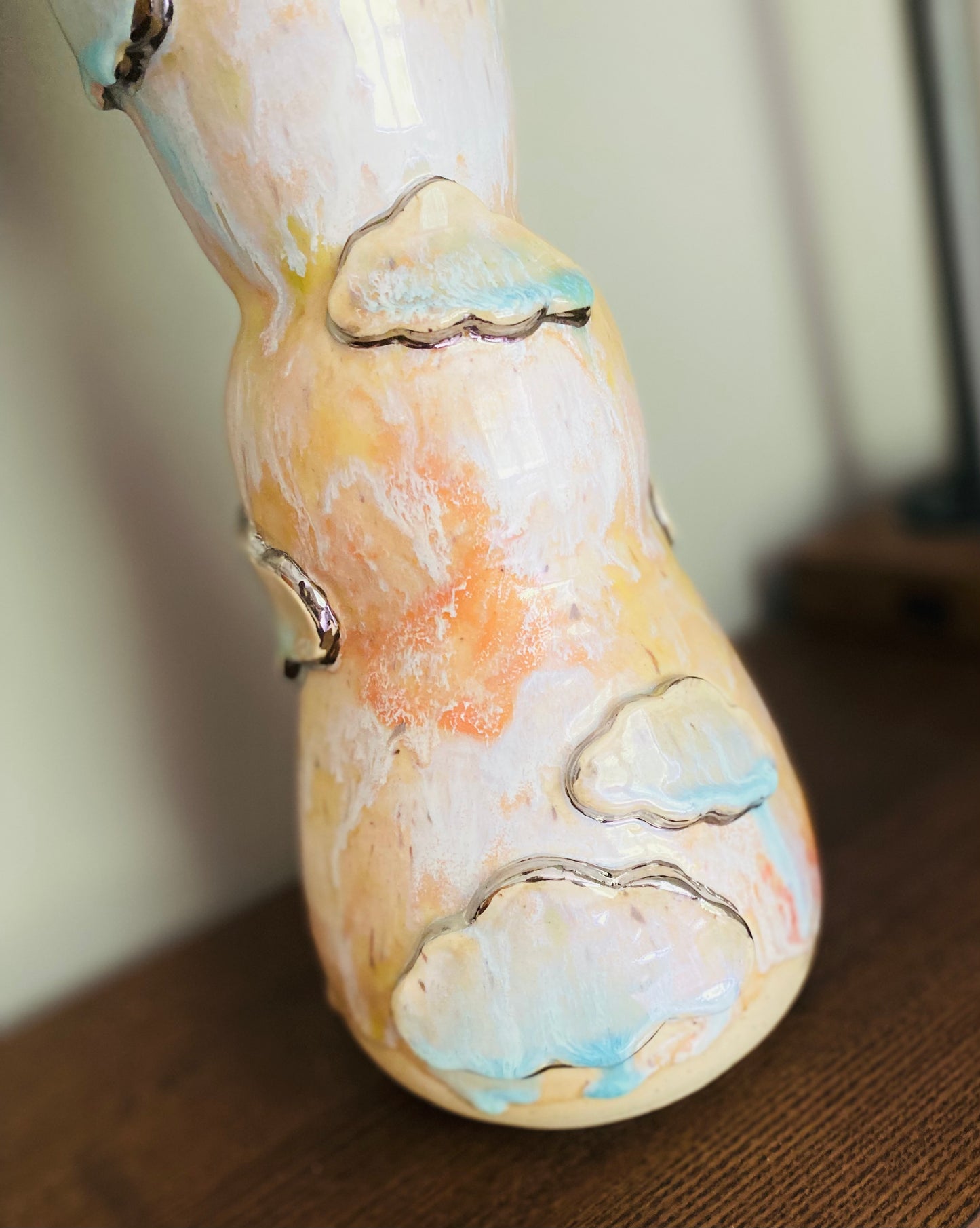 22k White Gold Silver Lining Vase