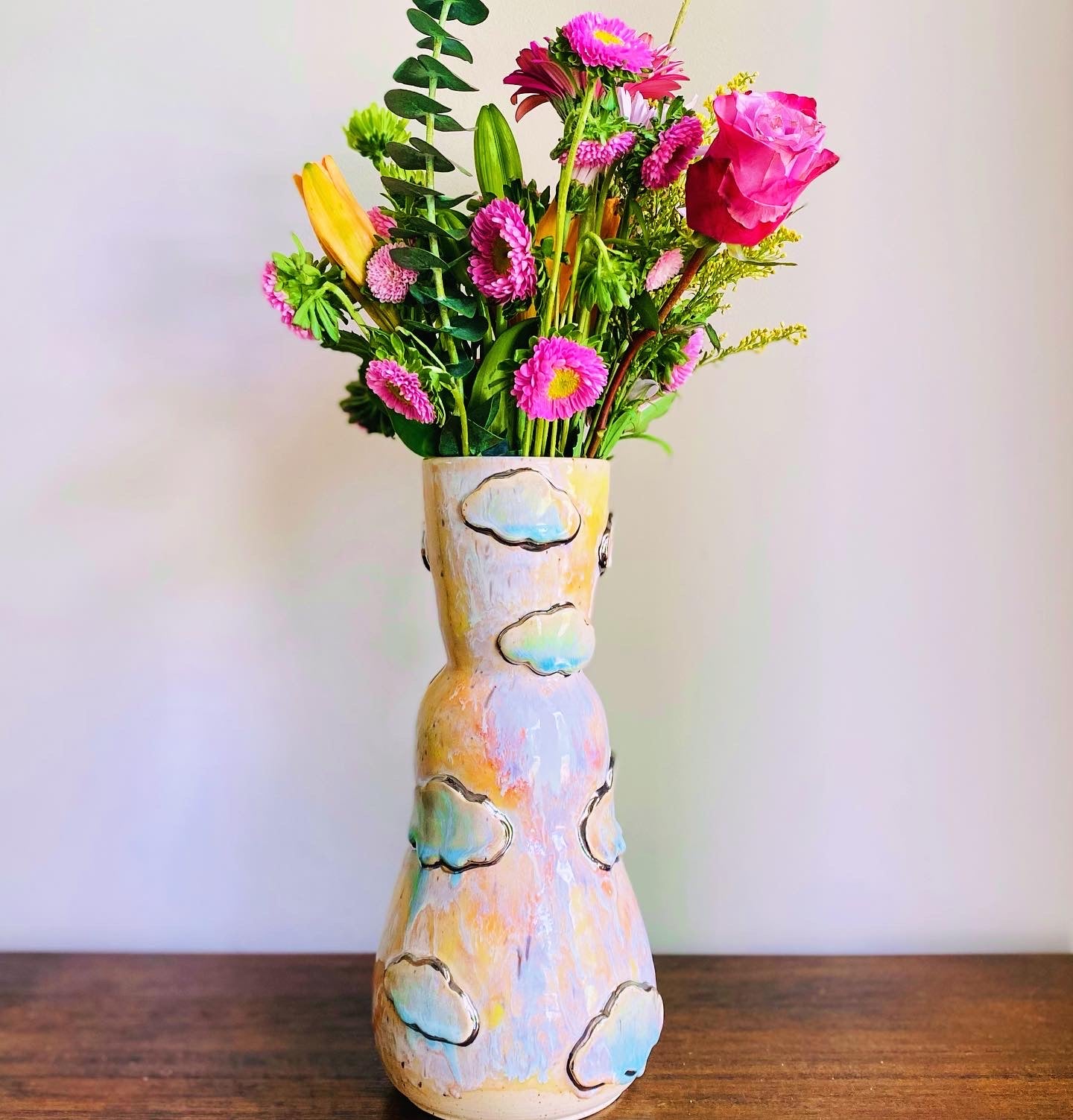 22k White Gold Silver Lining Vase
