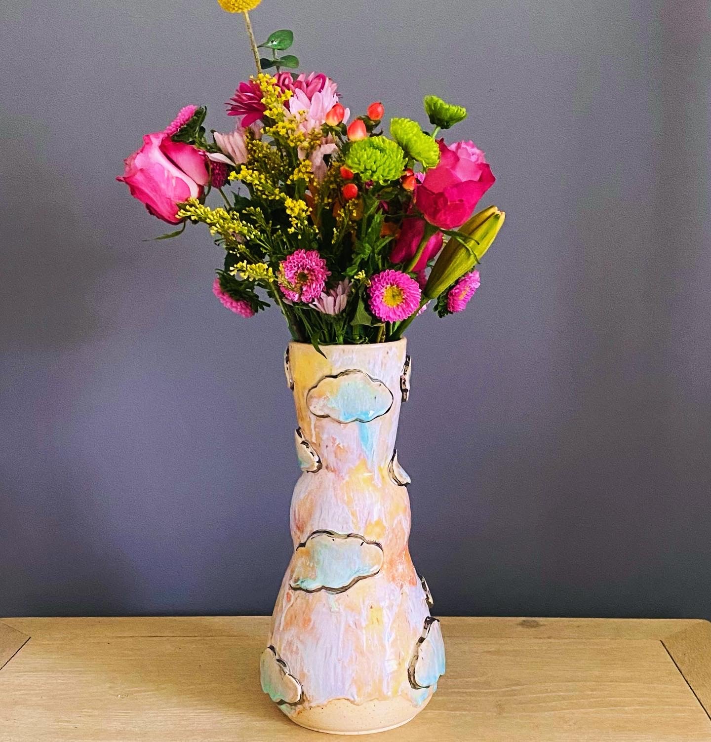 22k White Gold Silver Lining Vase