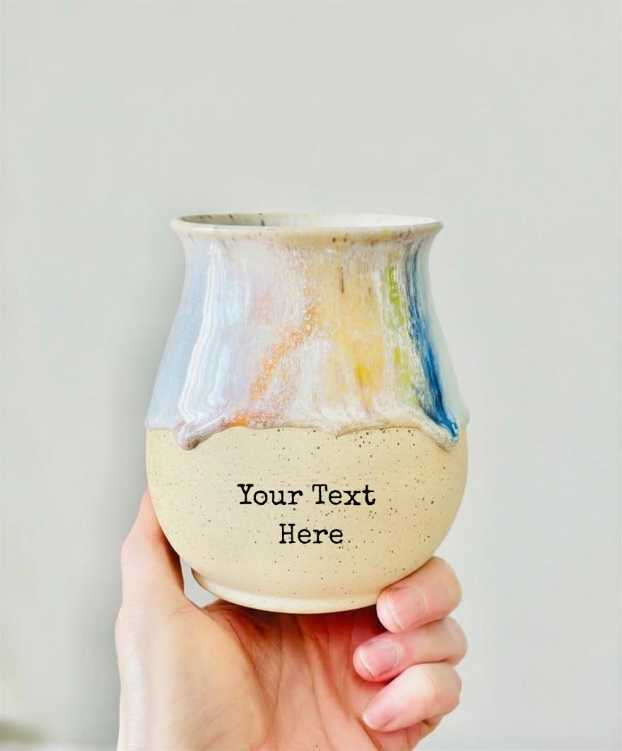 PRE-ORDER (8-12 weeks) Rainbow CUSTOM TEXT Mug in Speckled Stoneware