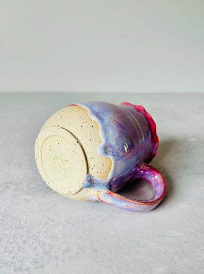 Iridescent Petal Rimmed Mug in Cosmic Rose Glaze (16 fl oz)