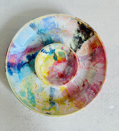 Party Platter Rainbow Splatter Glaze