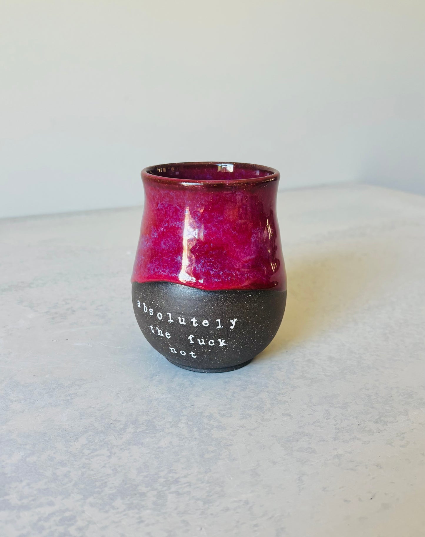 Pre-Order: Absolutely the Fuck Not Mug Hot Cherry Glaze on Black Clay (10-12 weeks)