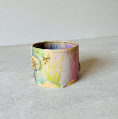Rainbow 22k Gold 3D Flower Mug