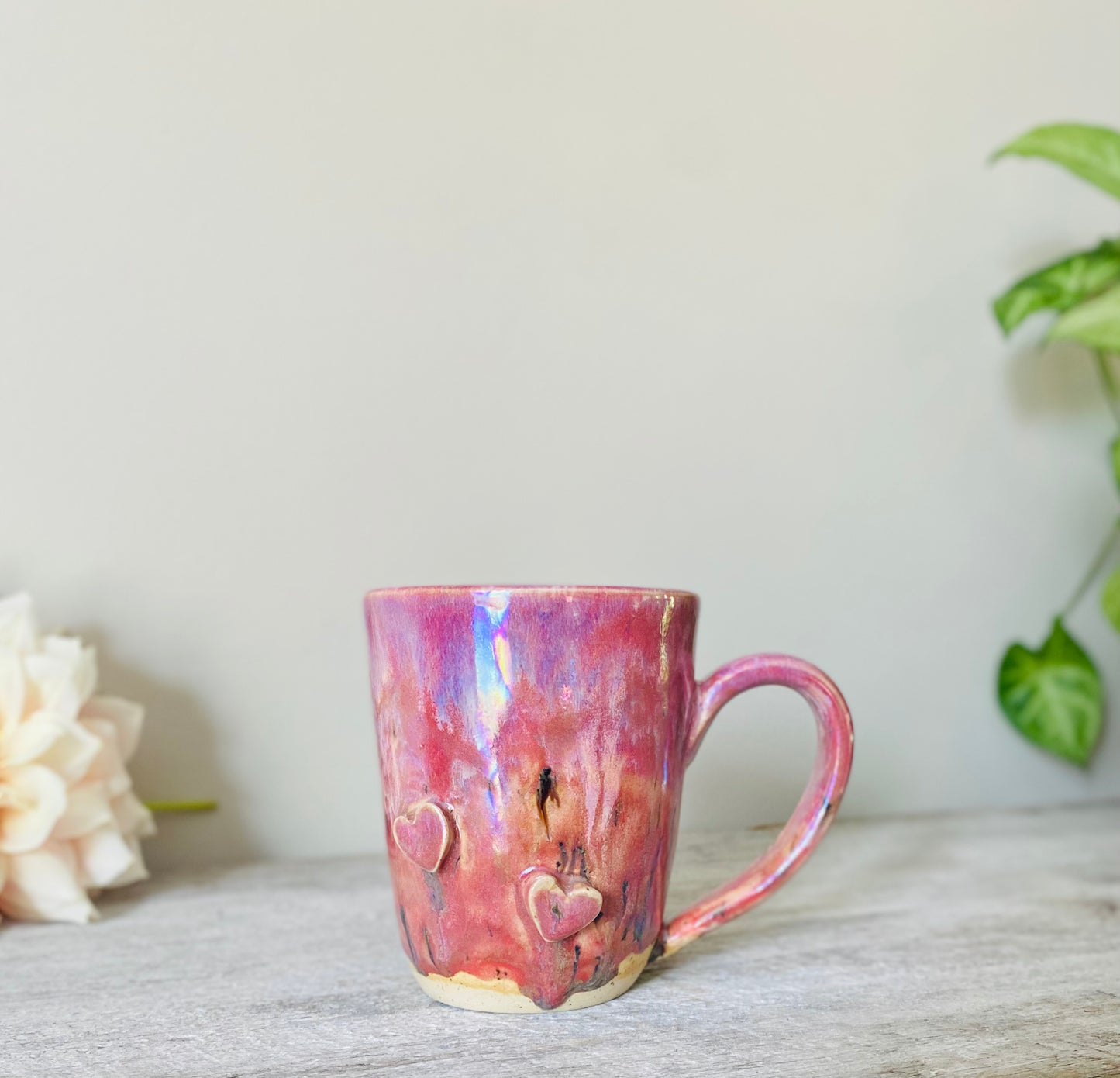 Iridescent Dark Pink Heart Mug