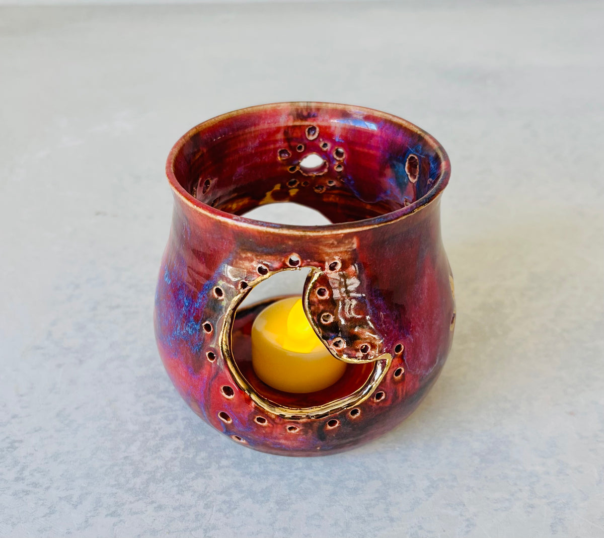 Tea Light Lantern with 22k Gold Detail