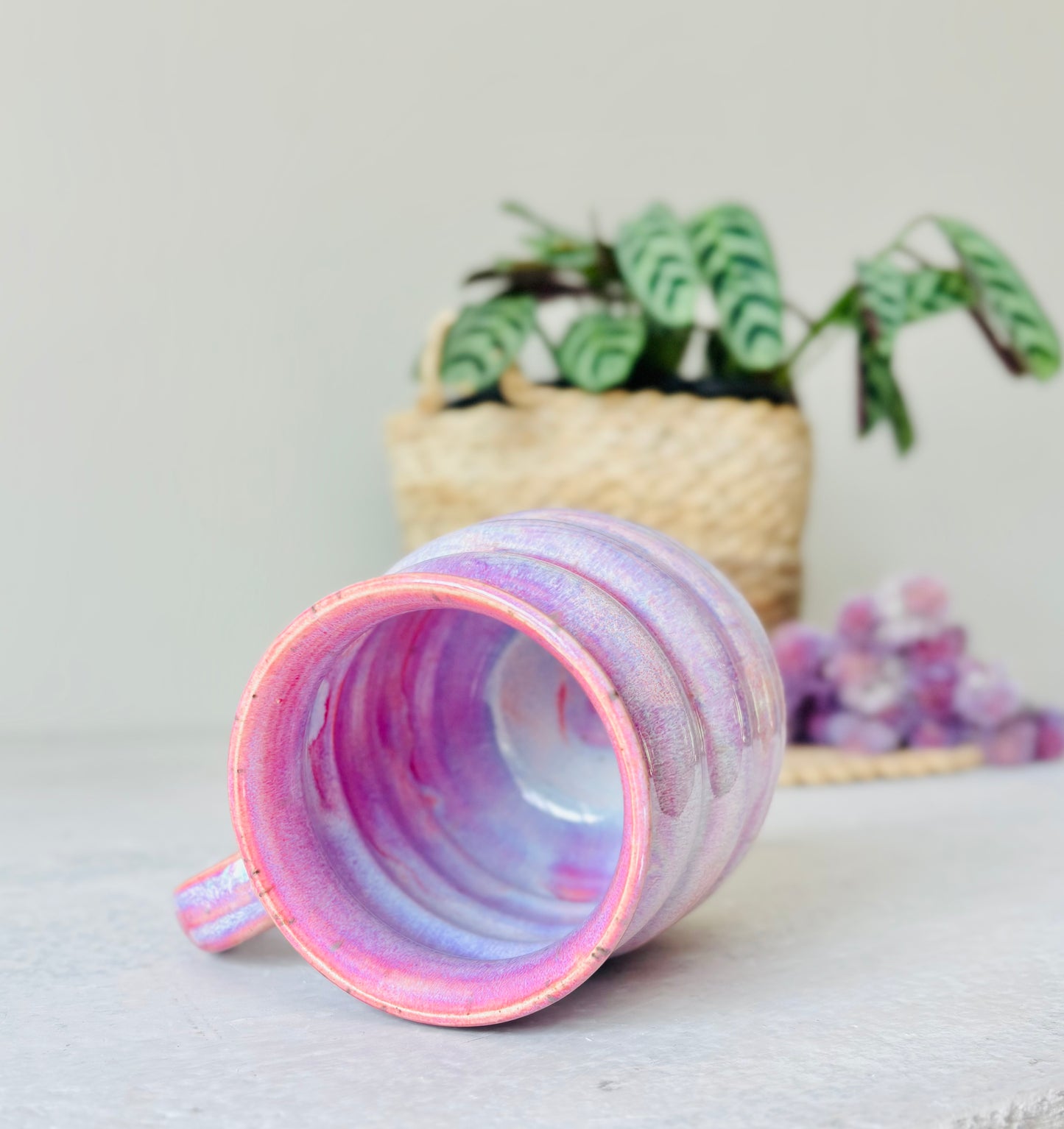 Iridescent Bubble Mug in Cosmic Rose Glaze (14 fl oz)