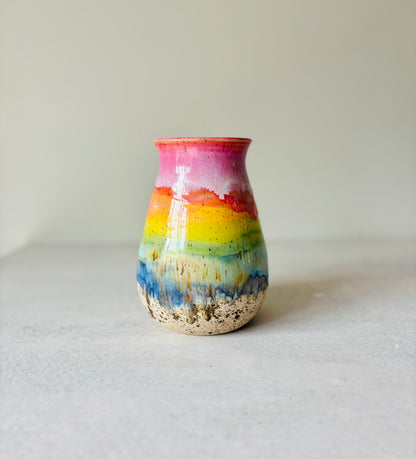 Bright Rainbow Striped Vase