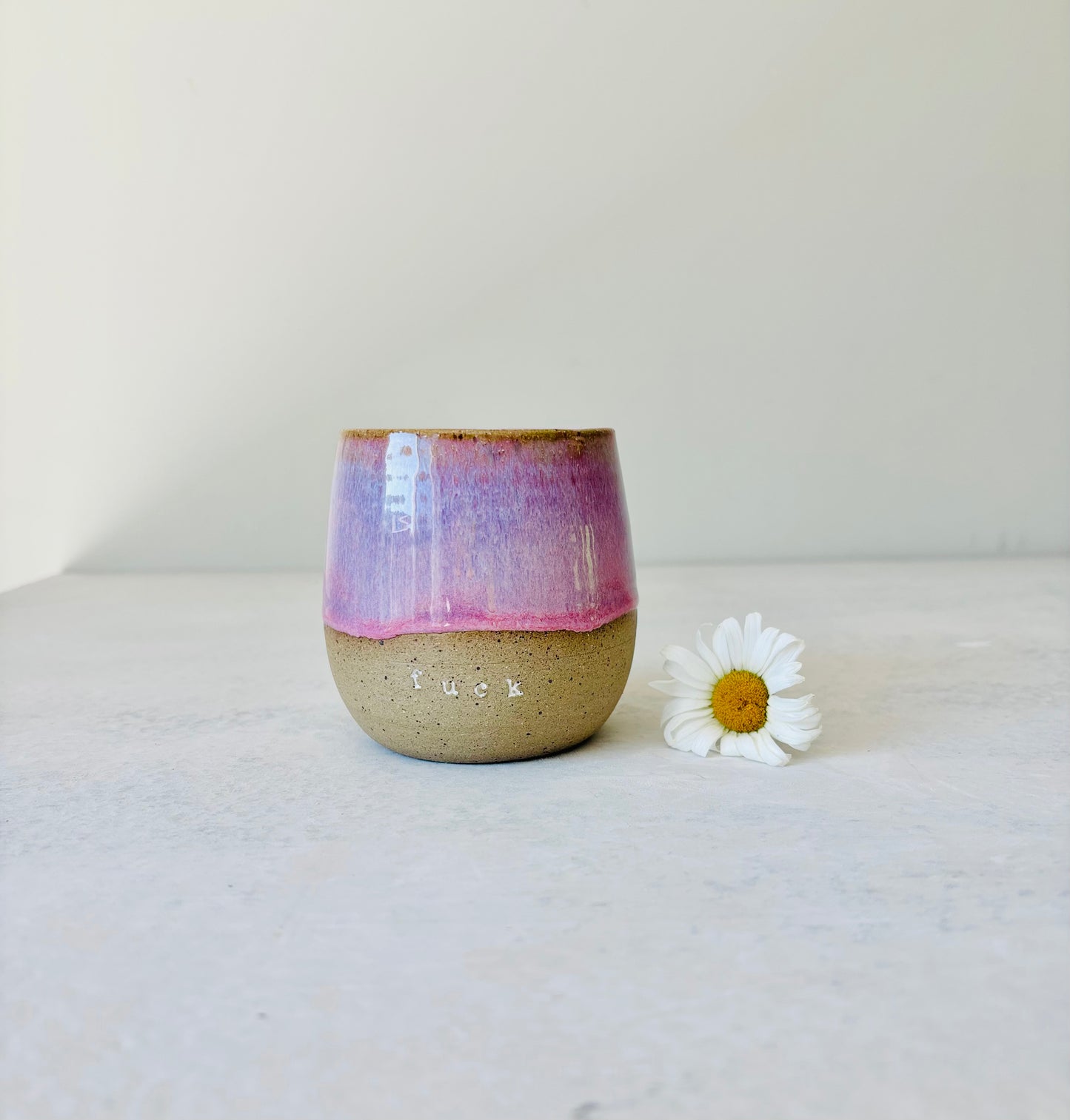 “Fuck” Tumbler in Radiant Rose (2 available) (12-13 fl oz)