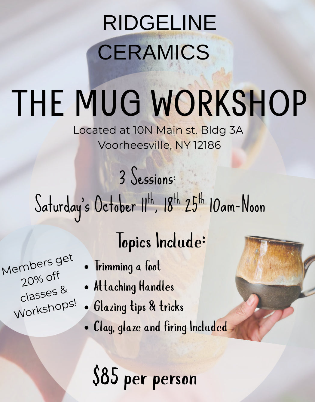Throwing a Mug on the Potters Wheel.  3 Session Class