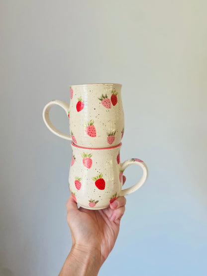 14-16 oz Made to Order Hand Painted Strawberry Mug 8-12 Weeks