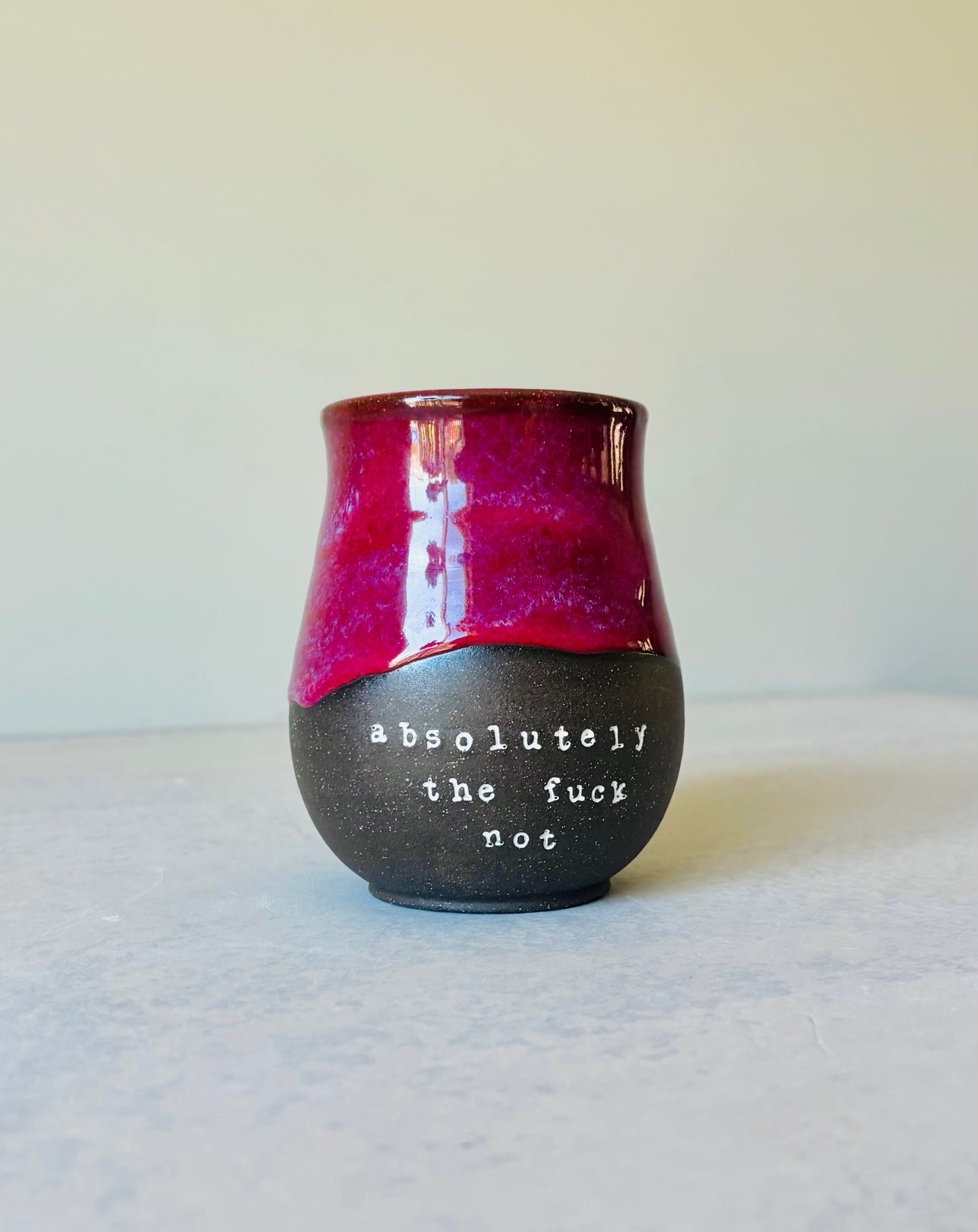 Pre-Order: Absolutely the Fuck Not Mug Hot Cherry Glaze on Black Clay (10-12 weeks)