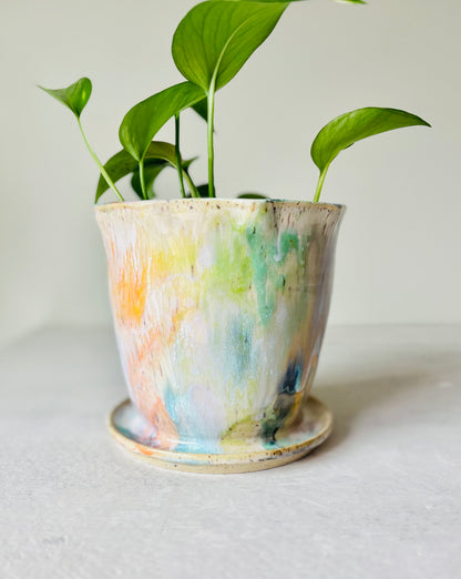Radiant Rainbow Scalloped Planter