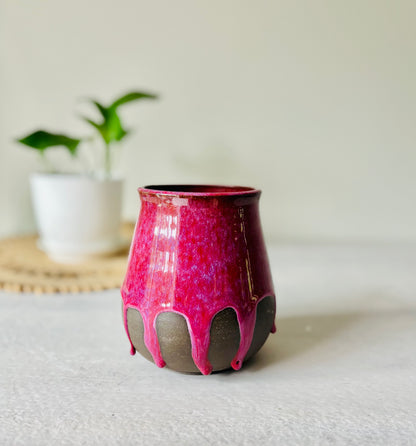 Hot Cherry Pink Drippy Vase