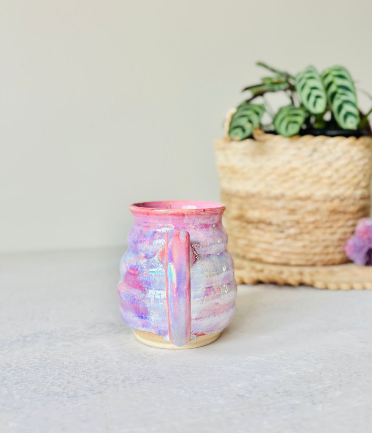 Iridescent Bubble Mug in Cosmic Rose Glaze (14 fl oz)
