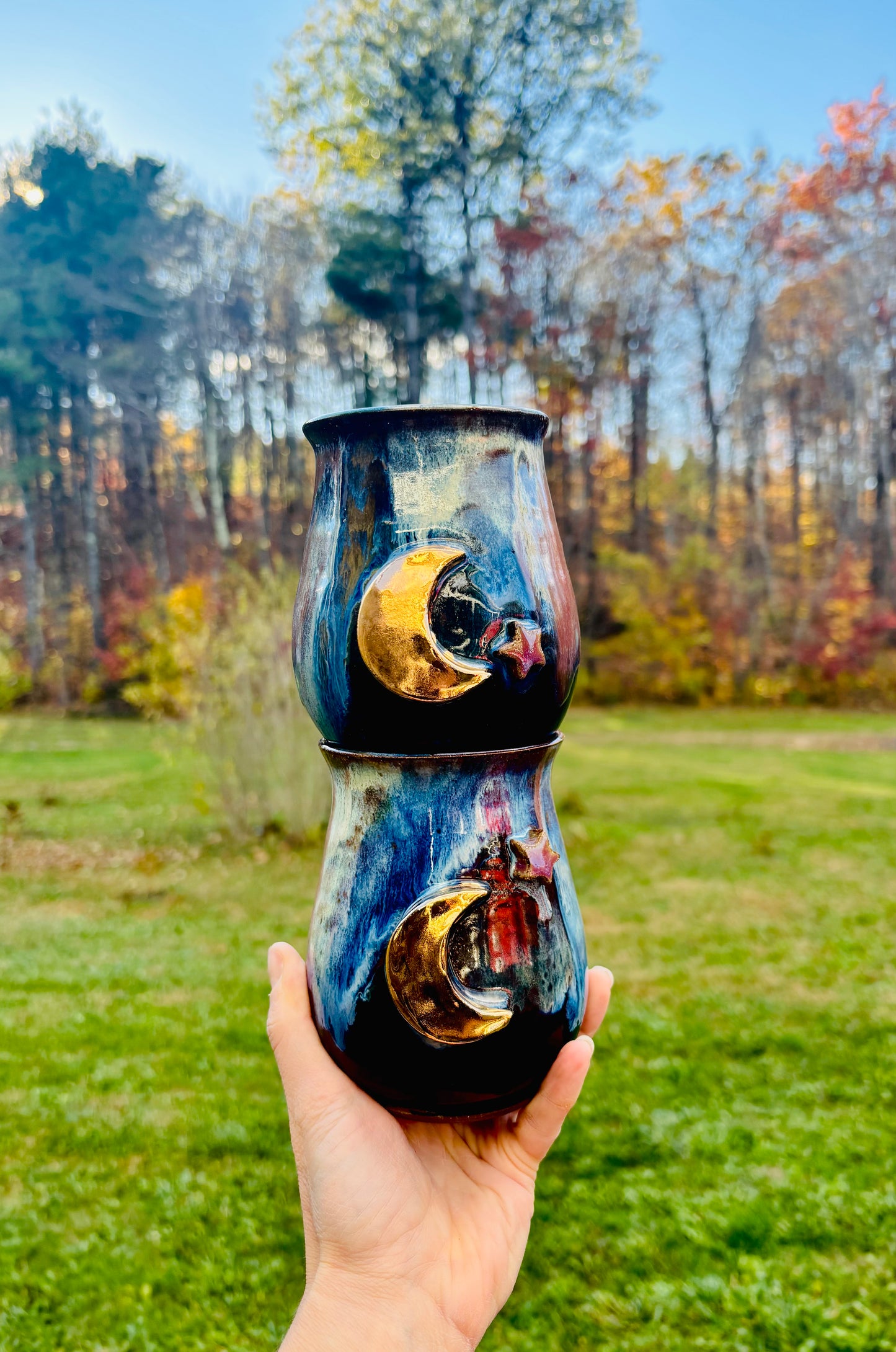 14 fl oz Outer Space 22k Golden Moon Mug #1