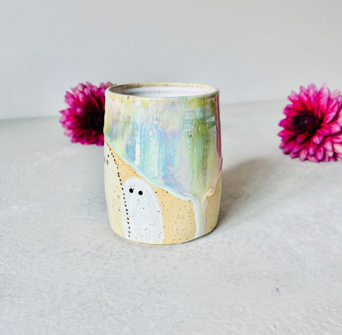 Iridescent Pastel Rainbow & 22k Gold Ghost Mug