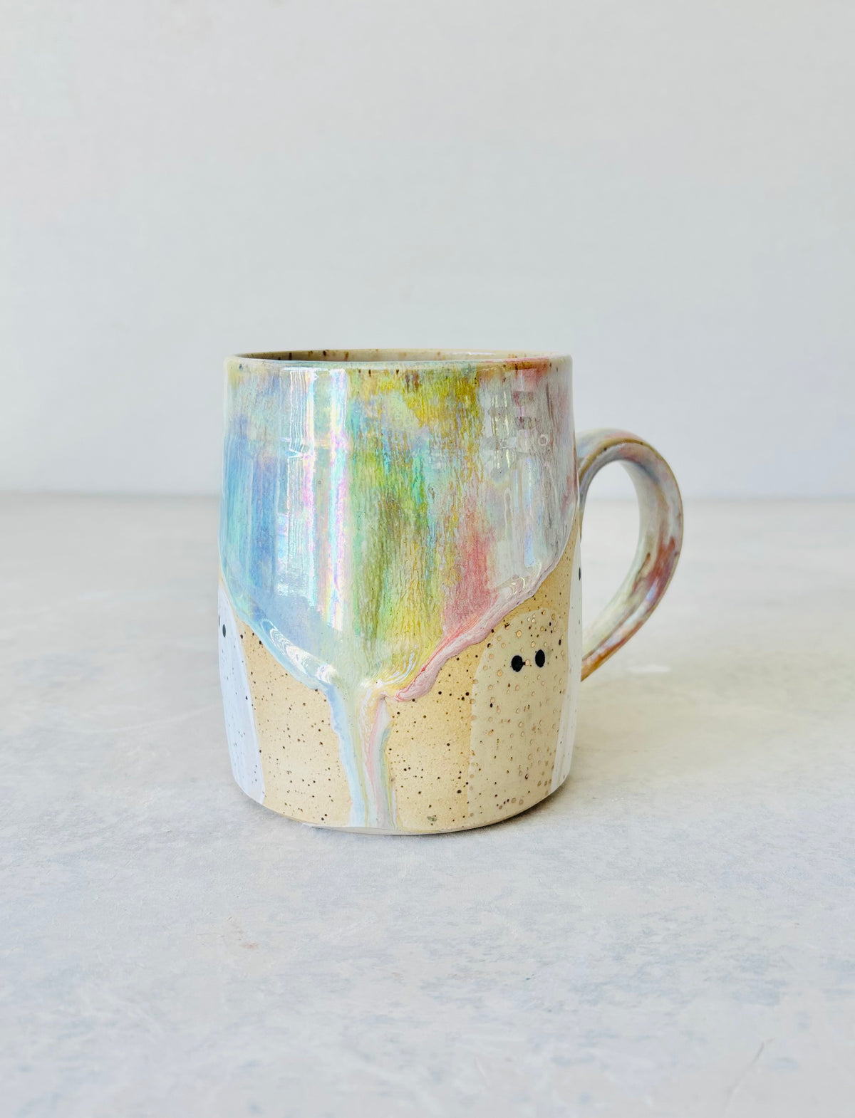 Iridescent Pastel Rainbow & 22k Gold Ghost Mug