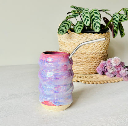 Iridescent Ripple Tumbler in Cosmic Rose Glaze (16 fl oz)