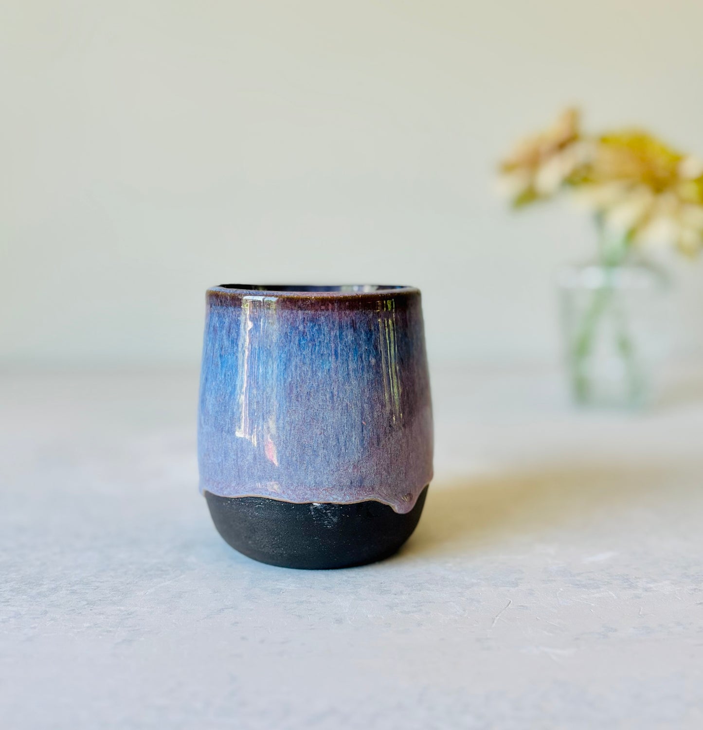 Lavender Black Clay Thumb Mug