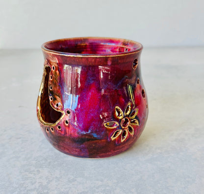 Tea Light Lantern with 22k Gold Detail