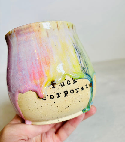Fuck Corporate Rainbow & 22k gold Mug