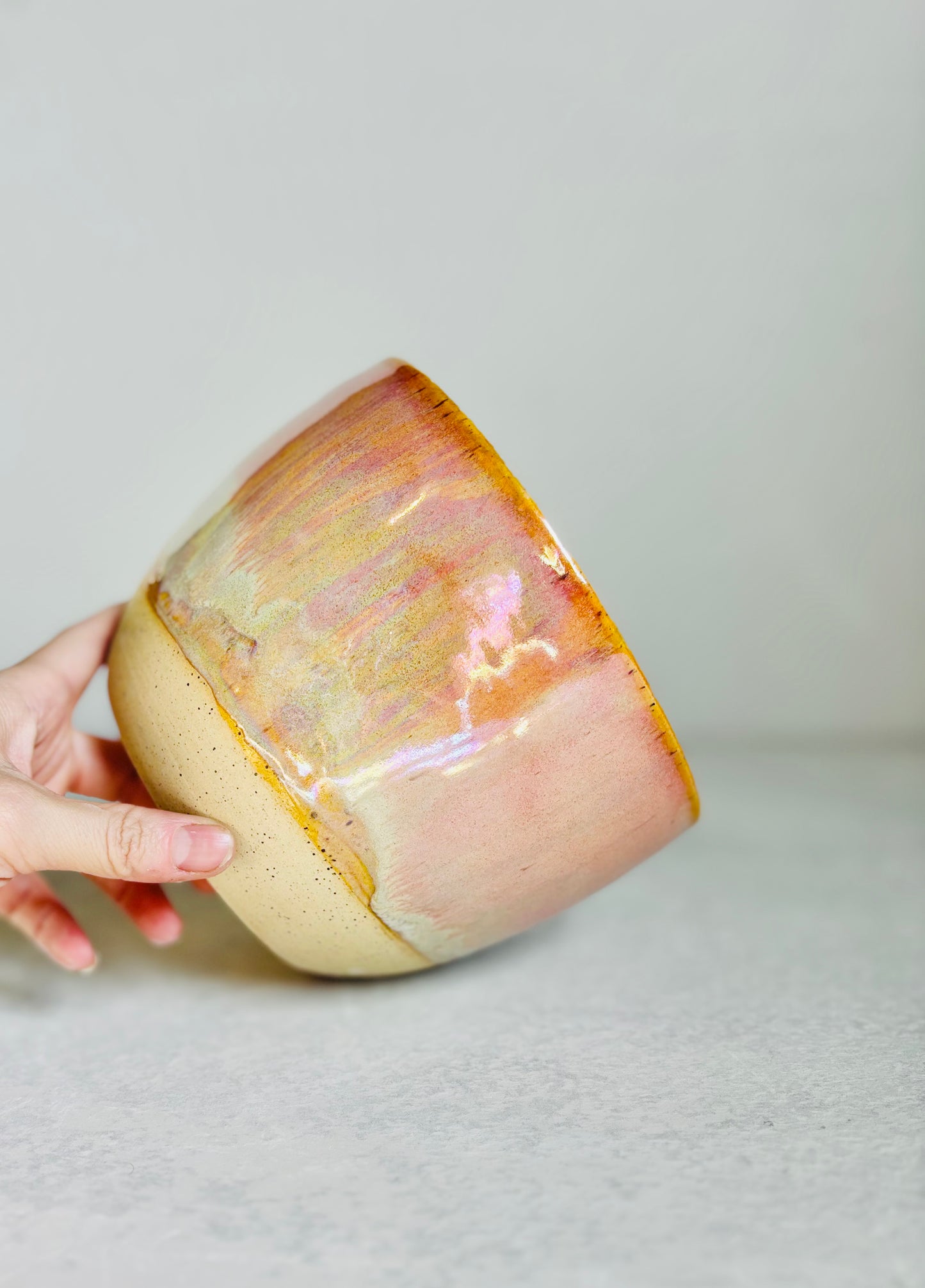 Serving Bowl in Pastel Iridescent Persimmon (7cups)