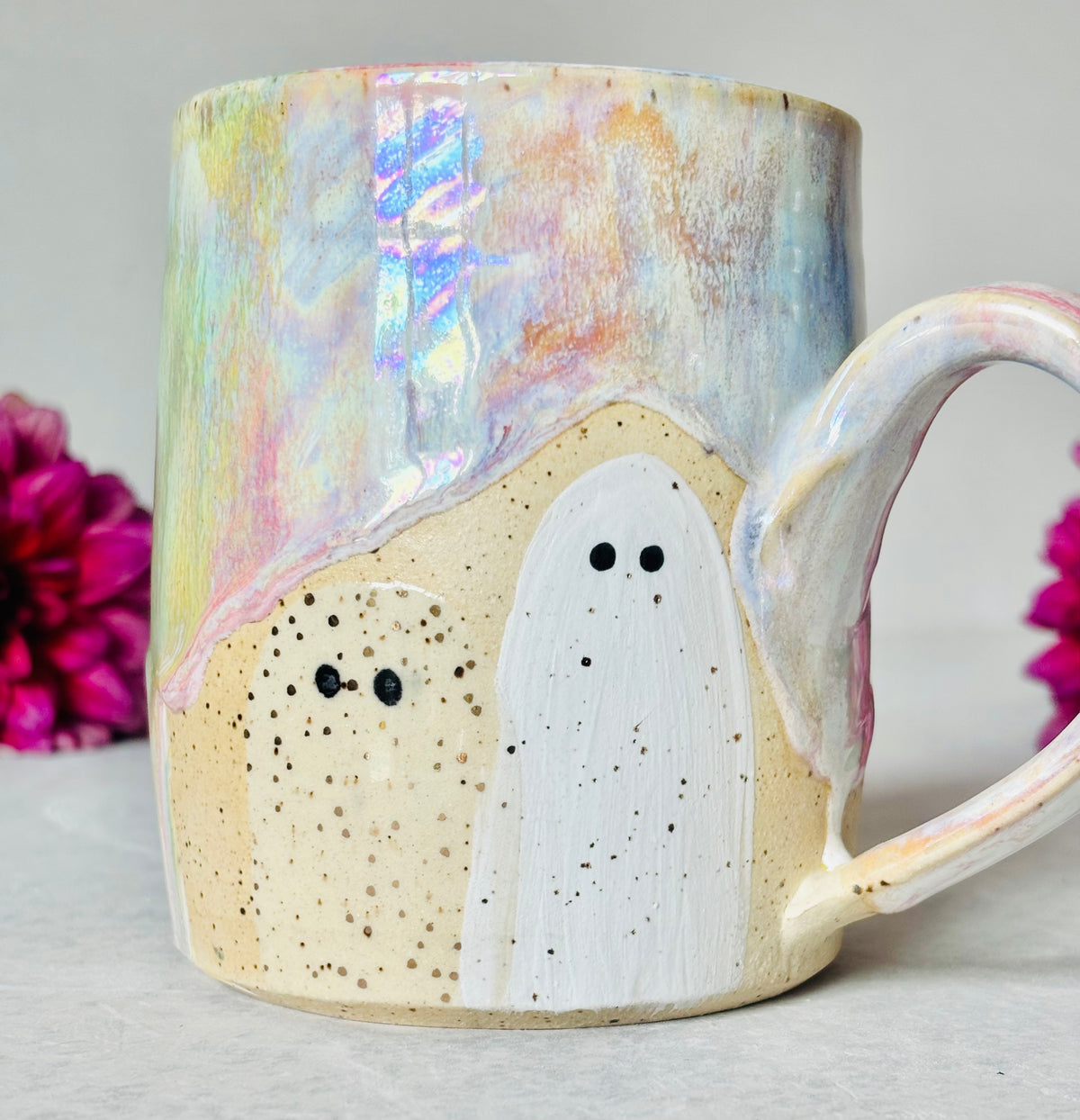 Iridescent Pastel Rainbow & 22k Gold Ghost Mug