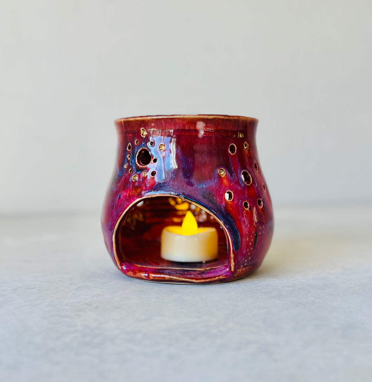 Tea Light Lantern with 22k Gold Detail