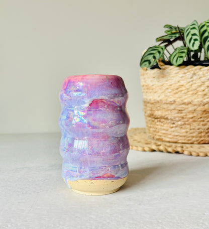 Iridescent Ripple Tumbler in Cosmic Rose Glaze (16 fl oz)