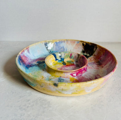 Party Platter Rainbow Splatter Glaze