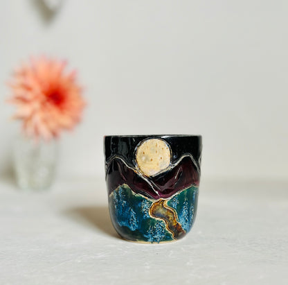 Hand Carved Mountain Scene Mug (11 fl oz)